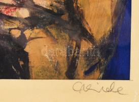 Novák András (1936-2017): Tragédia., gouache, papír, jelzett, dekoratív keretben 46,5x51 cm