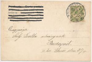 1903 Boldog Újévet! / New Year greeting with chimney sweeper kids (ázott / wet damage)