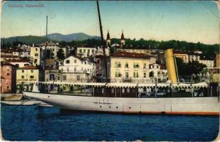 1912 Volosko, Volosca (Abbazia, Opatija); Hafenbild / port, steamship, restaurant (Rb)