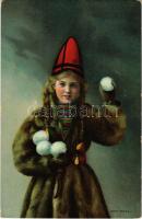 Norwegian folklore, girl with snowballs (non PC) (EK)