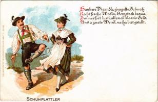 Schuhplattler / Tyrolean folklore, traditional dance. C. Jurischek Kunstverlag No. 19. litho (EK)