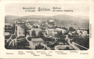 Szliács with Hotel Otthon and Hungaria; spa  Buda Bellevue, Café Dankovszky and Jewish restaurant (EK)