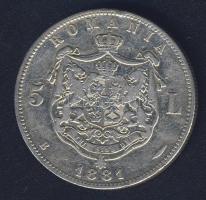 Románia 1881B 5L Ag "recés perem" I.Károly T:3 ph
