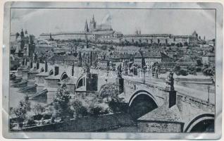 1917 Praha, Prague; general view, metal card (gyűrődések / creases)