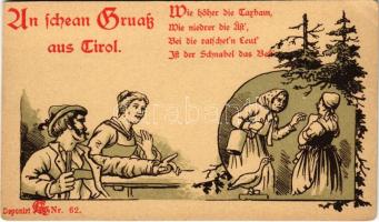 Tirol, An schean Gruaß aus Tirol / Tyrolean folklore art postcard. litho (EK)