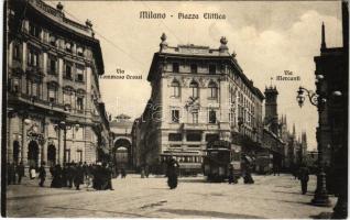 Milano, Piazza Elittica, Via Tommaso Grossi, Via Mercanti / square and streets, tram with Nestle advertisement