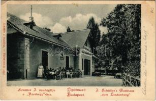 1902 Budapest II. Lipótmező, Hűvösvölgy, Schüller J. vendéglője a Hárshegy-hez. Schüller I. kiadása (EK)