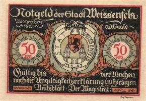 Német Birodalom / Weimari Köztársaság / Weissenfels 1921. 50Pf (6x) 6 klf db, teljes sor T:I