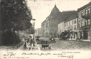Lviv Karol Ludwik street with automobile and omnibus (EB)