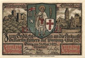 Német Birodalom / Weimari Köztársaság / Eisenach 1921. 50Pf (6x) 6 klf db, teljes sor T:I