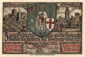 Német Birodalom / Weimari Köztársaság / Eisenach 1921. 50Pf (6x) 6 klf db, teljes sor T:I