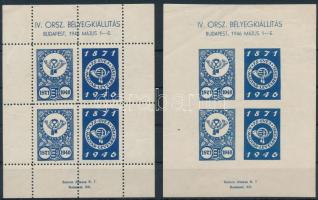 1946 IV. Országos Bélyegkiállítás emlékívpár (ráncok, saroktörés / creases, folded corner)