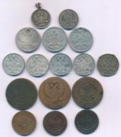 Orosz Birodalom 1812-1915. 16db-os kopejka tétel, közte 1812. 2k Cu + 1899-1905. 3k Cu (2xklf) + 189...