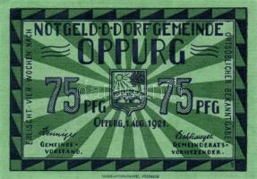 Német Birodalom / Weimari Köztársaság / Oppurg 1921. 25Pf + 50Pf (2x) + 75Pf 4 klf db, teljes sor T:...