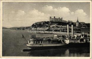 Pozsony, Pressburg, Bratislava; vár, gőzhajó / castle, steamship (EK)