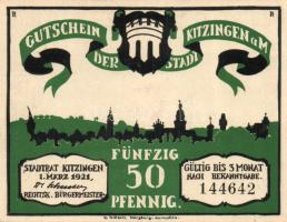 Német Birodalom / Weimari Köztársaság / Kitzingen 1921. 50Pf (6x) teljes sor T:I
