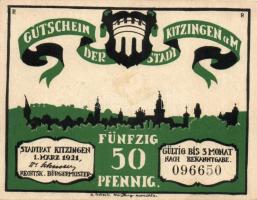 Német Birodalom / Weimari Köztársaság / Kitzingen 1921. 50Pf (6x) teljes sor T:I