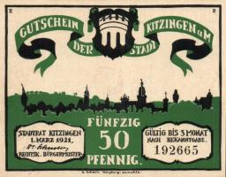 Német Birodalom / Weimari Köztársaság / Kitzingen 1921. 50Pf (6x) teljes sor T:I