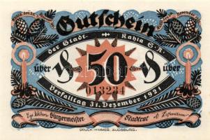 Német Birodalom / Weimari Köztársaság / Kahla 1921. 50Pf (6x) 6 klf db, teljes sor T:I