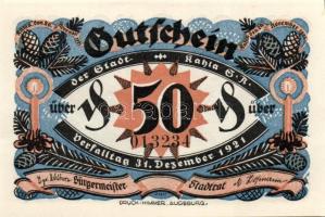 Német Birodalom / Weimari Köztársaság / Kahla 1921. 50Pf (6x) 6 klf db, teljes sor T:I