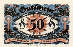 Német Birodalom / Weimari Köztársaság / Kahla 1921. 50Pf (6x) 6 klf db, teljes sor T:I