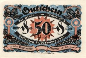 Német Birodalom / Weimari Köztársaság / Kahla 1921. 50Pf (6x) 6 klf db, teljes sor T:I