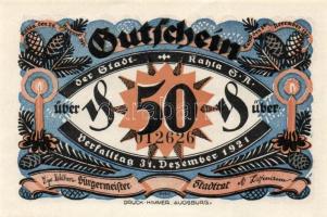 Német Birodalom / Weimari Köztársaság / Kahla 1921. 50Pf (6x) 6 klf db, teljes sor T:I