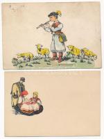 10 db RÉGI magyar és erdélyi népviseletes képeslap vegyes minőségben / 10 pre-1945 Hungarian and Tra...