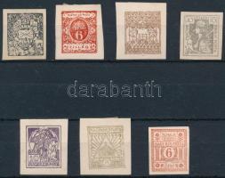 1900 Turul bélyegtervek 7 klf próbanyomat gumi nélküli papíron