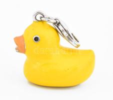 Ezüst(Ag) zománcozott kacsa medál, jelzett, 2×1 cm, bruttó: 4,8 g