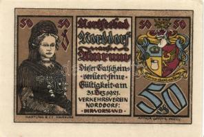 Német Birodalom / Weimari Köztársaság / Norddorf 1921. 25Pf + 50Pf + 75Pf + 1M 4 klf db, teljes sor ...