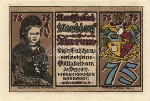 Német Birodalom / Weimari Köztársaság / Norddorf 1921. 25Pf + 50Pf + 75Pf + 1M 4 klf db, teljes sor ...