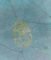 "Országos Bélyegnapi Kiállítás - Budapest" eozin mázas Zsolnay porcelán emlékplakett, jelz...