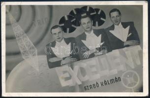 Szabó Kálmán sorai és aláírása az általa alapított "Jazz-Trio Excellent" képeslapján