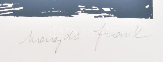 Frank Magda (1914-1997): Absztrakt kompozíció. Szitanyomat, papír, jelzett, 26x39 cm