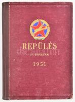 1951 Repülés folyóirat 1-18,20-24. szám. IV. majdnem teljes évfolyam. Gazdag képanyaggal illusztrált. Korabeli aranyozott félvászon-kötésben, kopott borítóval.