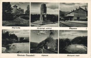 Csucsa with Ady castle, Királyhágó monument and railway station