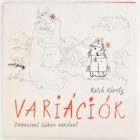 Reich Károly: Variációk. A pamutszamár keservei, átváltozásai és végső boldogsága. Devecseri Gábor versével. (DEDIKÁLT). Bp., 1970, Magyar Helikon. Kiadói egészvászon-kötés, kiadói papír védőborítóban. Reich Károly (1922-1988) Kossuth-díjas grafikus által DEDIKÁLT példány.