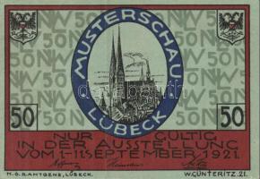 Német Birodalom / Weimari Köztársaság / Lübeck 1921. 50Pf (5x) 5 klf db, teljes sor T:I-