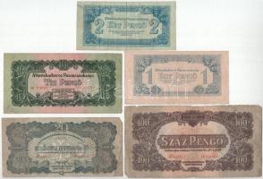 1944. 1P-100P (5xklf) "A Vöröshadsereg Parancsnoksága" T:F,VG