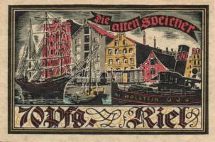 Német Birodalom / Weimari Köztársaság / Kiel 1921. 70Pf (2x) + 80Pf (2x) + 90Pf (2x)  6 klf db, telj...