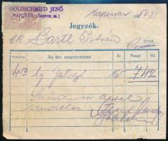 1931 Goldschmied Jenő, Kapuvár - Jegyzék juhsajt eladása tárgyában