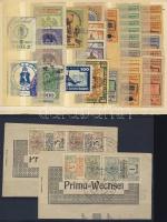 Budapest Székesfőváros forgalmiadó- és illetékbélyegei + jugoszláv váltóbélyegek kivágásokon, össz.: 38 db