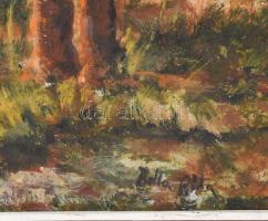 Balla Béla jelzéssel: Táj. Olaj, farost. Dekoratív, kissé sérült fakeretben. 60x44 cm