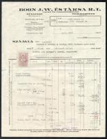 1935 Boon J.W. és Társa R.T. Cacaó és Csokoládégyár, Budapest - Wormerveer (Hollandia) fejléces számla