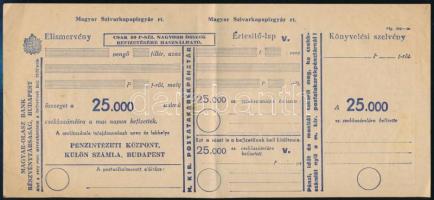 cca 1930 Magyar Szivarkapapírgyár R.T., Budapest - &quot;50P-nél nagyobb összeg befizetésére használható&quot; feliratos bianco, kék színű csekk