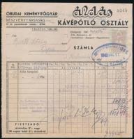 1942 Óbudai Keményítőgyár Kávépótló osztály "Áldás" kávépótló fejléces számla