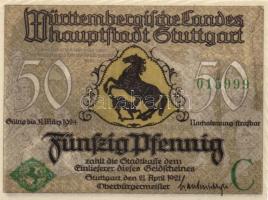 Német Birodalom / Weimari Köztársaság / Stuttgart 1921. 50Pf (4x) 4 klf db, teljes sor T:I