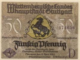 Német Birodalom / Weimari Köztársaság / Stuttgart 1921. 50Pf (4x) 4 klf db, teljes sor T:I