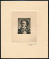 Bodó Sándor (1920-2013): Ludwig van Beethoven. Rézkarc, papír. 5,5x4,5 cm Jelzett, levelezőlapon